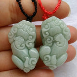 Chinese Myanmar Emerald Pendant Jade Carving Handicraft Zhaocai