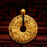 Chinese Culture Ping'an Buckle Pendant Unique Craft Charm Silver Jewelry