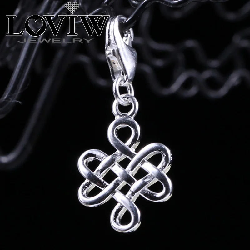 Chinese Knot Charm Pendant with Lobster Clasp for DIY Bracelet
