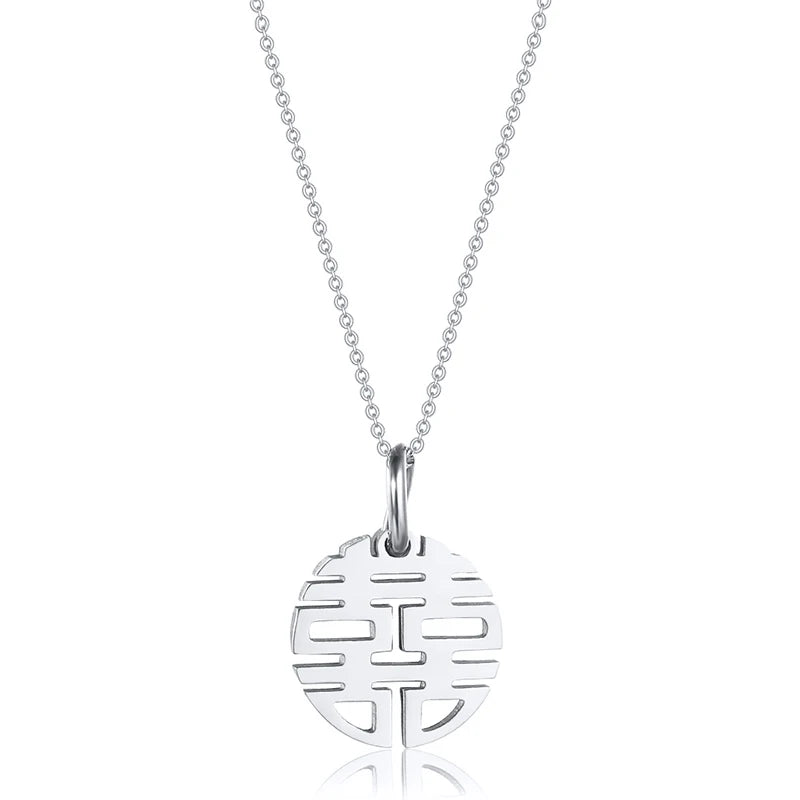Chinese Style Necklace Women's Stainless Steel Clavicle Chain