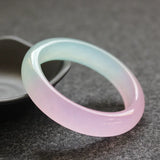 Chinese Pink Green Jade Bracelet 52-64mm Hand-Carved Luck Amulet