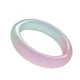Chinese Pink Green Jade Bracelet 52-64mm Hand-Carved Luck Amulet