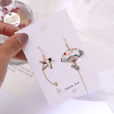 Chinese Crane Cloud Fan Earrings for Women