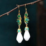 Chinese Hanfu Green Earrings Romantic Wedding Jewelry with Box
