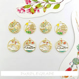 Chinese Architecture DIY Earring Material 6pcs