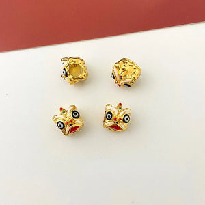 Ancient Enamel Lion Awakening Jewelry Material DIY Sand Bracelet