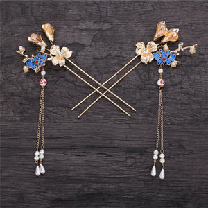 Chinese Hair Sticks Tassel Hairpin Antique Women Brides Ornaments