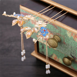 Chinese Hair Sticks Tassel Hairpin Antique Women Brides Ornaments