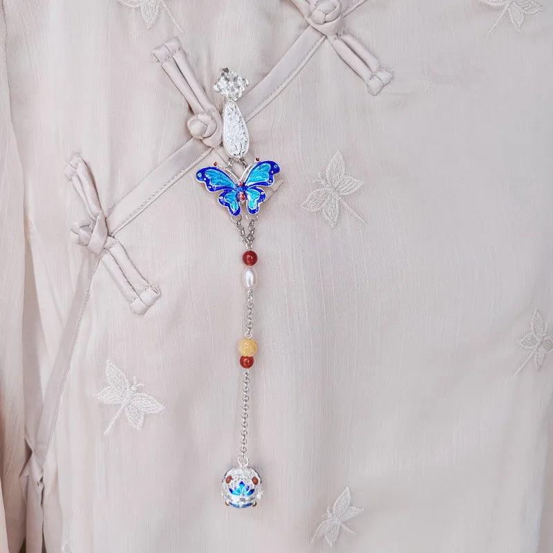 Vintage Cloisonne Tassel Beading Charms Kimono Cheongsam Pendant