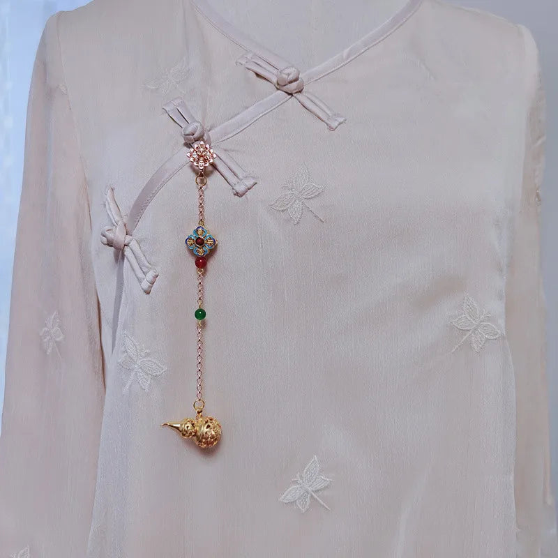 Vintage Cloisonne Tassel Beading Charms Kimono Cheongsam Pendant