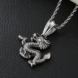 Chinese Zodiac Dragon Pendant Stainless Steel Men's Punk Dragon