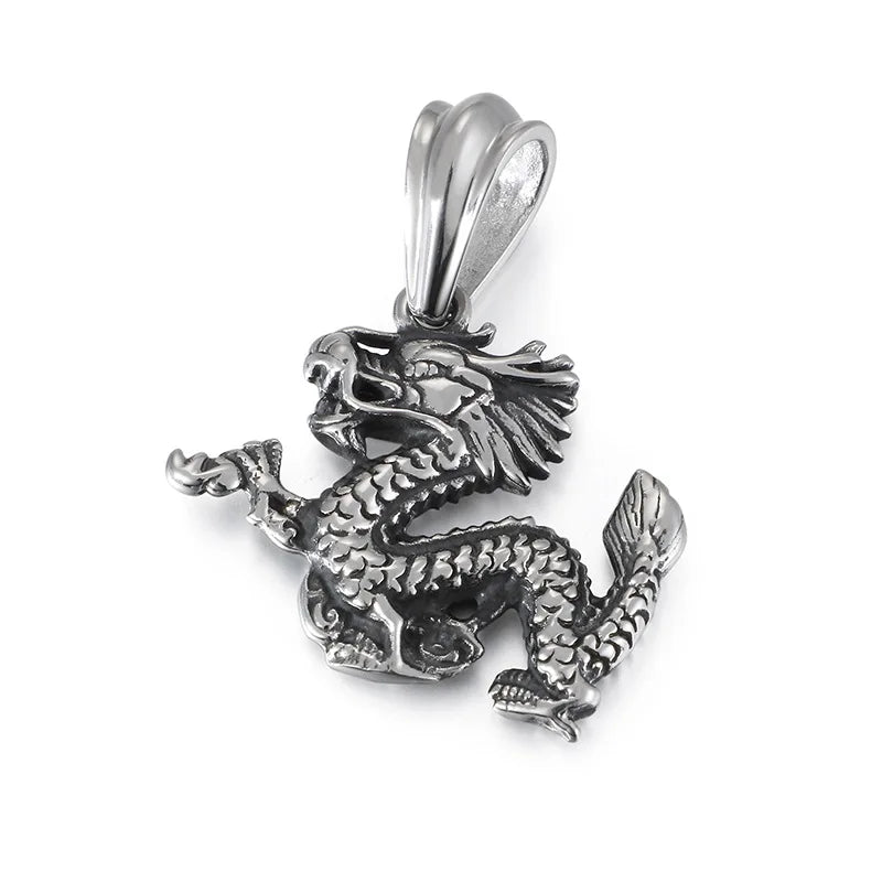 Chinese Zodiac Dragon Pendant Stainless Steel Men's Punk Dragon