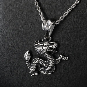 Chinese Zodiac Dragon Pendant Stainless Steel Men's Punk Dragon