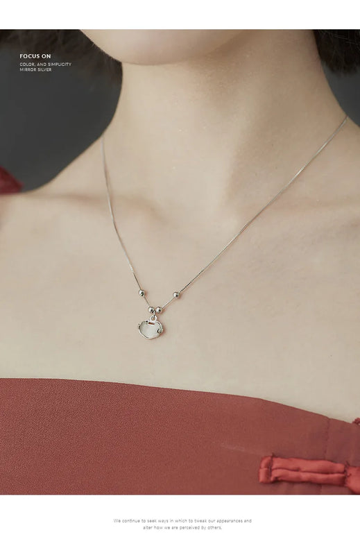 Chinese Necklace Sterling Silver Vintage Clavicle Chain Lucky Pendant
