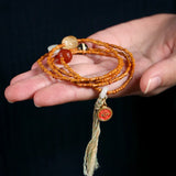 Chinese Knot Bamboo Bead Multi-loop Bracelet 4mm Antique Jewelry