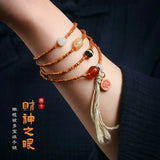 Chinese Knot Bamboo Bead Multi-loop Bracelet 4mm Antique Jewelry