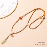 Chinese Knot Bamboo Bead Multi-loop Bracelet 4mm Antique Jewelry