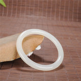 Hand-Carved Chinese Jade Luck Bangle Bracelet 54-64mm Round Amulet P32