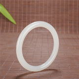 Hand-Carved Chinese Jade Luck Bangle Bracelet 54-64mm Round Amulet P32