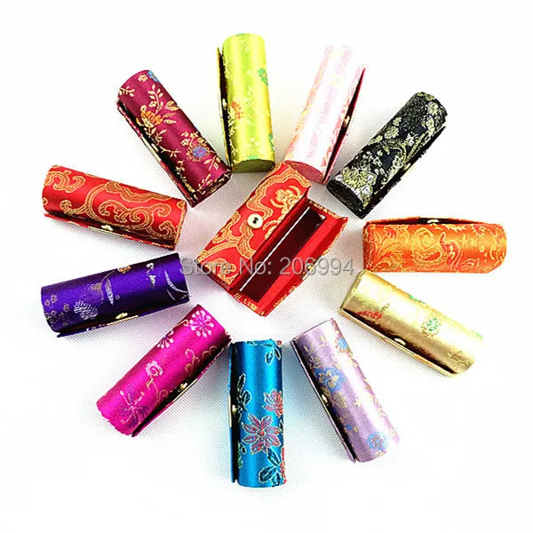 Chinese Wind Brocade Embroidery Lipstick Box Beijing Souvenirs 4pc/lot