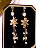Vintage Stud Earrings Chinese Wind Tassel Pendant Women's Earrin
