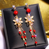 Vintage Stud Earrings Chinese Wind Tassel Pendant Women's Earrin