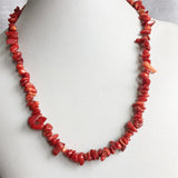 Red Coral Chip Nugget Shape Necklace Vintage Gemstone Jewelry