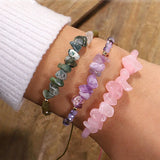 Chip Stone Glass Beaded String Bracelet Boho Jewelry