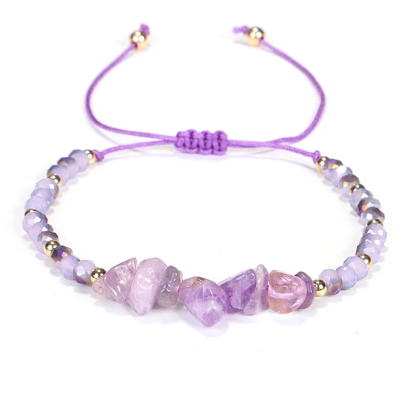 Chip Stone Glass Beaded String Bracelet Boho Jewelry