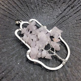Stone Palm Pendant Charm Copper Wire Necklace Natural Quartz Jewelry
