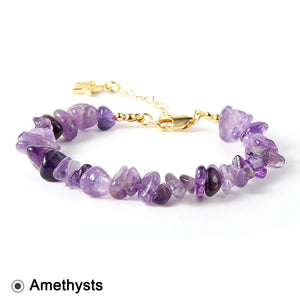 Natural Gemstone Gravel Bracelet Green Peridot Amethyst Garnet Beads