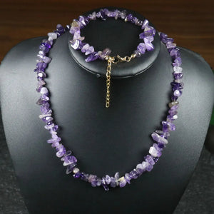 Amethyst Stone Necklace Bracelet Set for Women