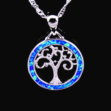 Round Fire Opal Sterling Silver Necklace Pendant for Women