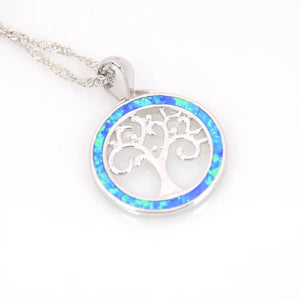Round Fire Opal Sterling Silver Necklace Pendant for Women