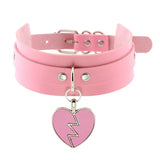 Sexy Heart Lock Key Rivets Goth Double Leather Necklace
