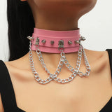 Sexy Heart Lock Key Rivets Goth Street Egirl Choker Collar