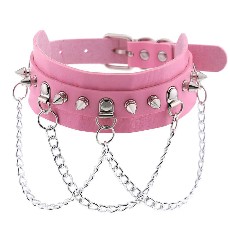 Sexy Heart Lock Key Rivets Goth Street Egirl Choker Collar