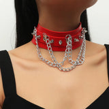 Sexy Heart Lock Key Rivets Goth Street Egirl Choker Collar