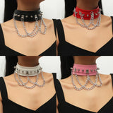 Sexy Heart Lock Key Rivets Goth Street Egirl Choker Collar