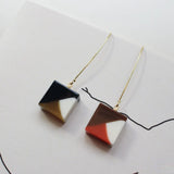 Chocolate Square 18K Real Cap DIY Ear Stud Pendant