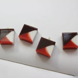Chocolate Square 18K Real Cap DIY Ear Stud Pendant