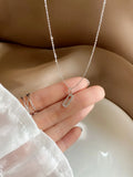 925 Silver Choker Necklace 14K Double Circle Pendant Jewelry