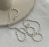 925 Sterling Silver Choker Necklace Olive Beads Chain Fine Jewelry