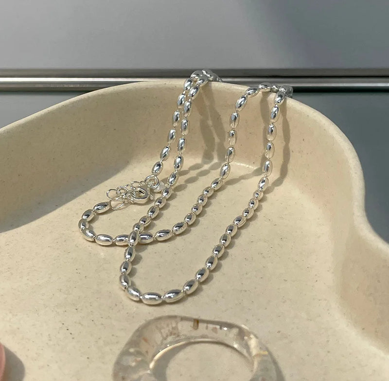 925 Silver Olive Beads Choker Necklace For Women