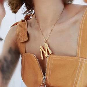 Copper Choker Alphabet Pendants Big Initial A-Z Letter Pendant Necklace