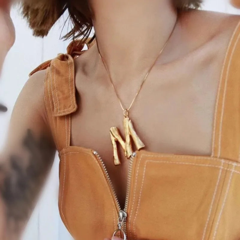 Copper Choker Alphabet Pendants Big Initial A-Z Letter Pendant Necklace