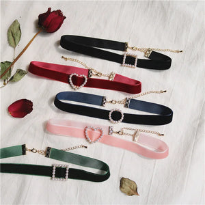 Velvet Choker Collar Pearl Necklaces