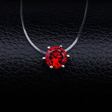 Invisible Fishline Crystal Necklace Cube Zirconia Pendant