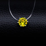 Invisible Fishline Crystal Necklace Cube Zirconia Pendant