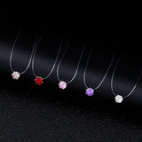 Invisible Fishline Crystal Necklace Cube Zirconia Pendant